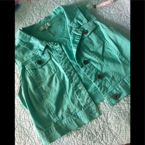 Cropped Teal Denim Vest